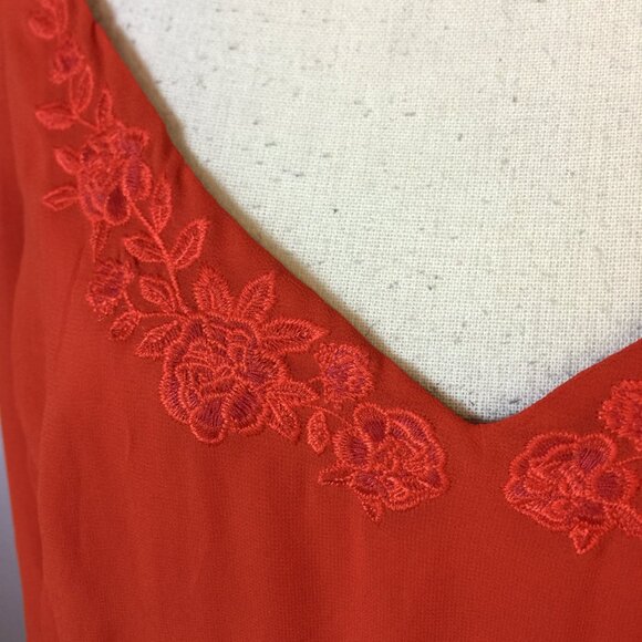 New! Torrid Maxi Tank Dress 4X Plus Orange Chiffon Embroidered Cross Back - Picture 14 of 15